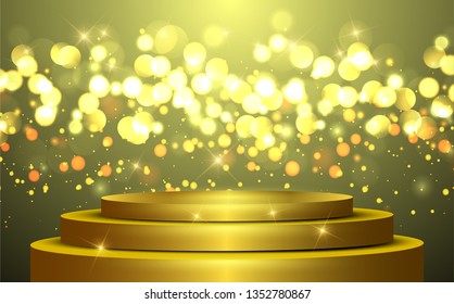 golden podium with golden light abstract background