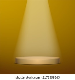 Golden Podium Product Platform Presentation Background Mock up Template Realistic Vector Illustration