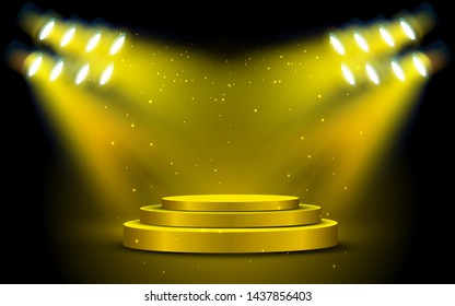 golden podium with spotlight on the stage