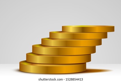 golden podium in the white studio