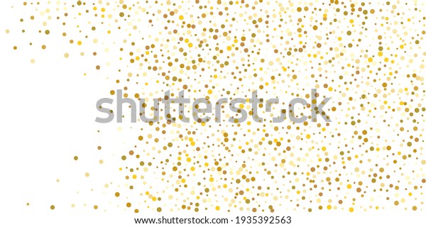 Golden  point confetti on a white\
background. Illustration of a drop of shiny particles. Decorative\
element. Element of design. Vector illustration, EPS 10.\
