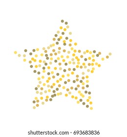 Golden points of confetti. Abstract chaotic scatter on a white background. Astral design. Vector illustration.