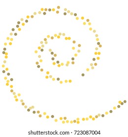 Golden points of confetti. Abstract chaotic scatter on a white background. Astral design. Vector illustration.