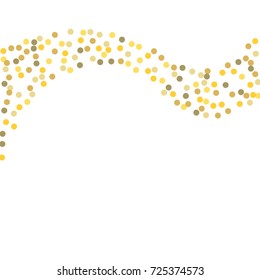 Golden points of confetti. Abstract chaotic scatter on a white background. Astral design. Vector illustration.