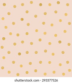 Golden points, polka dot on powdery pink. Seamless pattern. Vector.
