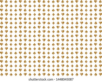 Golden poker card suits pattern vector illustration