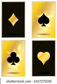 Golden  poker cards, vector illustration