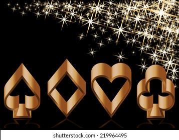 Golden poker symbols, vector illustration