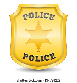 Golden police badge, vector eps10 illustration