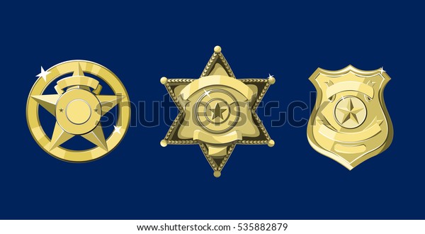 Golden Police Sheriff Badges On Dark Stock Vector Royalty Free 535882879 