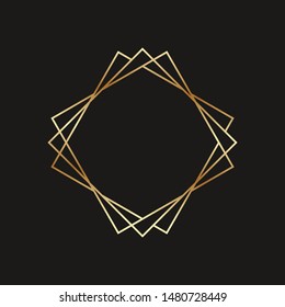 Golden poligon frame template vector.