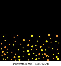 Golden Polka Confetti Dotted Background. Bubbles Circle Dots. Network design, technology science, vector illustration. Perfect for Logo, Banner, Icon, Holiday, New year Background.