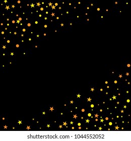 Golden Polka confetti Dotted  Starry background. Bubbles Circle Dots. Network design, technology science, vector illustration. Perfect for Logo, Banner, Icon, Holiday, New year Background.