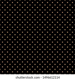 Golden polka dot seamless pattern on black background - Background,fabric,backdrop,texture etc.