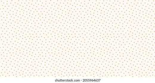 Golden polka dot vector seamless pattern. Small gold circles on white background. Subtle abstract minimal texture. Luxury repeat design for prints, cover, fabric, wrapping, wallpaper, decor, website