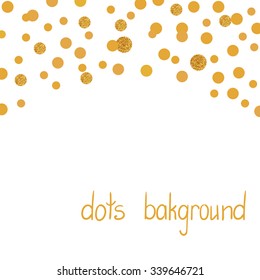 Golden polka dots vector background. 