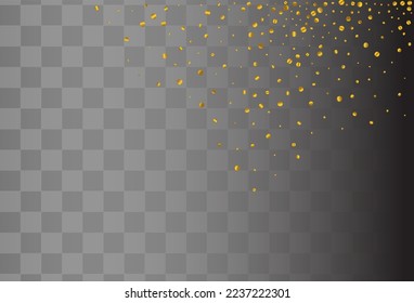 Golden Polka Falling Vector Transparent Background. Modern Sequin Invitation. Gold Round Golden Background. Dot Luxury Design.