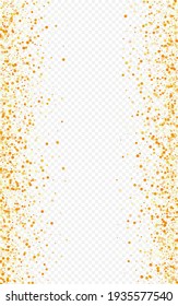 Golden Polka Holiday Transparent Background. Golden Round Postcard. Gold Sparkle Vector Design. Confetti Paper Wallpaper.