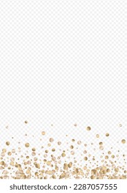 Golden Polka Isolated Transparent Background. Art Dot Postcard. Bronze Dust Paper Illustration. Sequin Effect Card.