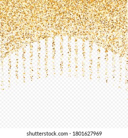 Golden Polka helltransparenter Hintergrund. Weihnachtskarte. Goldener, transparenter Hintergrund. Staubglamour Einladung.