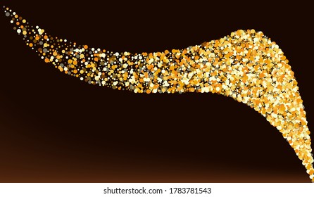 Golden Polka Luxury Brown Dark Background. Bridal Circle Backdrop. Gold Dot Rich Illustration. Glow Happy Pattern.