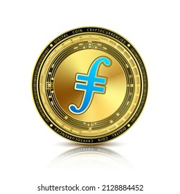 Golden Polkadot currency coin. Electronic crypto currency technology. Digital cryptocurrency block chain market token. Realistic 3D vector. Isolated on white background.