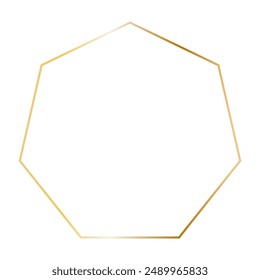 Golden polygon frame. Vector outline thin aesthetic geometric shine border for invitations design