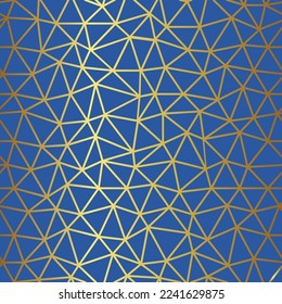 Golden polygon mesh vector seamless pattern