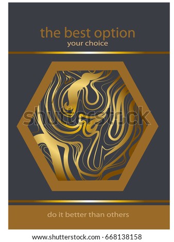 A golden polygon with oil droplets on a gray background