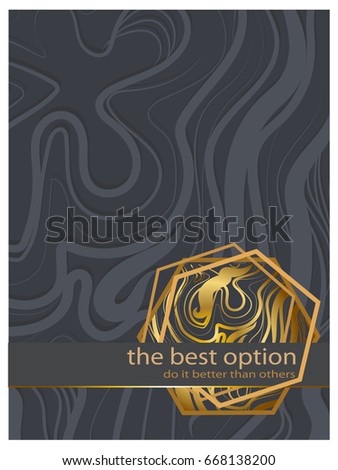 A golden polygon with oil droplets on a gray background