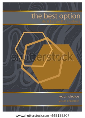 A golden polygon with oil droplets on a gray background