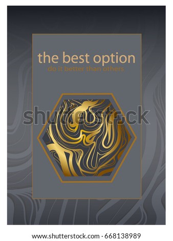A golden polygon with oil droplets on a gray background