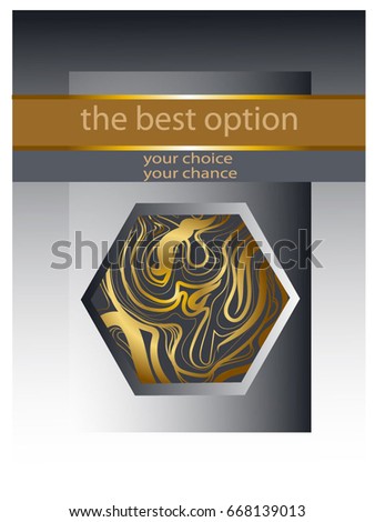 A golden polygon with oil droplets on a gray background