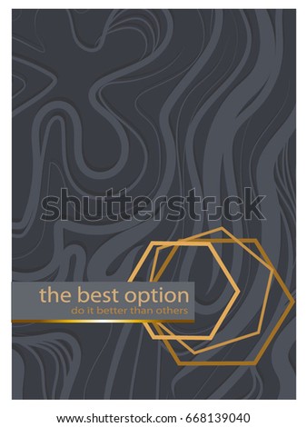 A golden polygon with oil droplets on a gray background