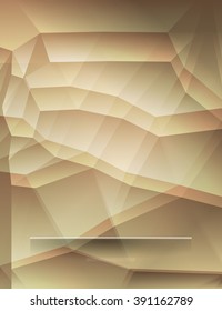 Golden polygonal background with a shelf for different use. Abstract polygonal background. Golden banner with shadows. Background with polygonal shapes and place for items. Vector illustration.