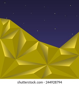 Golden Polygonal and night sky background. Vector illustration.