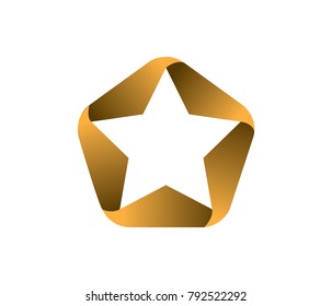 golden polygonal star vector logo