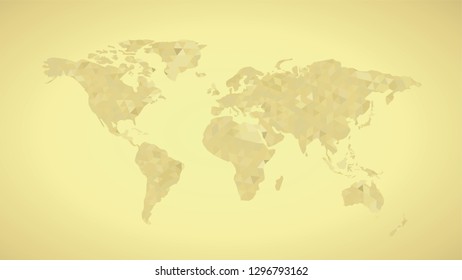 Golden polygonal world map or global cartography vector illustration