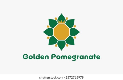 Golden Pomegranate vector logo. Royal Pomegranate design eps