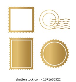 golden postage stamp frame icon- vector illustration