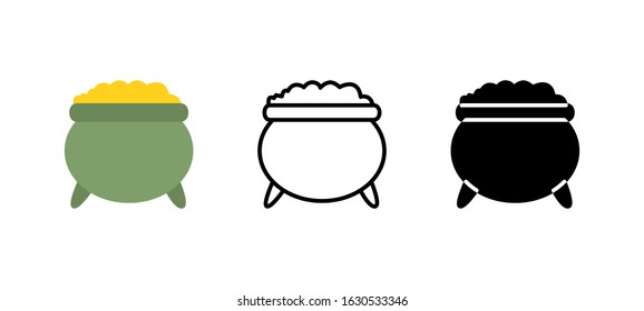 Golden Pot Patricks icon. Holidays flat, silhouette, line vector illustration on white background