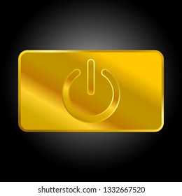 Golden power button. icon vector