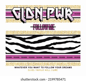 golden power slogan design print
