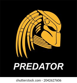 Golden Predator Side Mascot Logo on Black Background