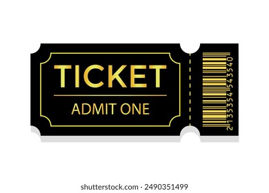 Golden premium admit one ticket with barcode