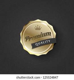 Golden Premium Badge On Striped Pattern Background-vector