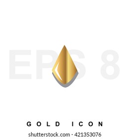 Golden premium Drop or Rain icon graphic web design element or logo template. 