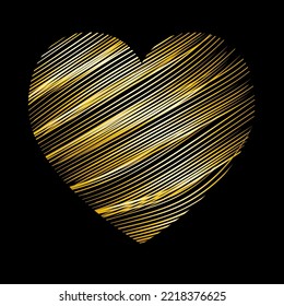 Golden premium heart on black background