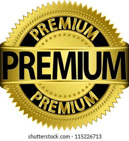 Golden premium label, vector illustration
