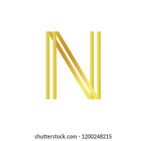 Golden premium monogram on blank background. Typography vintage royal font template. Luxury gold alphabet character for logo, poster, card, web banner design. Isolated vector letter N.